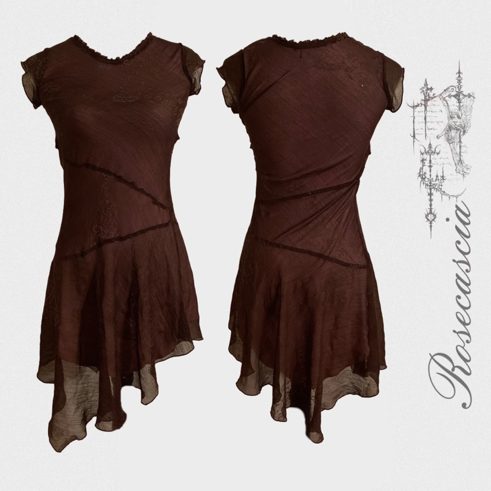 Y2k Vintage Fairy Asymmetrical Brown Dress
